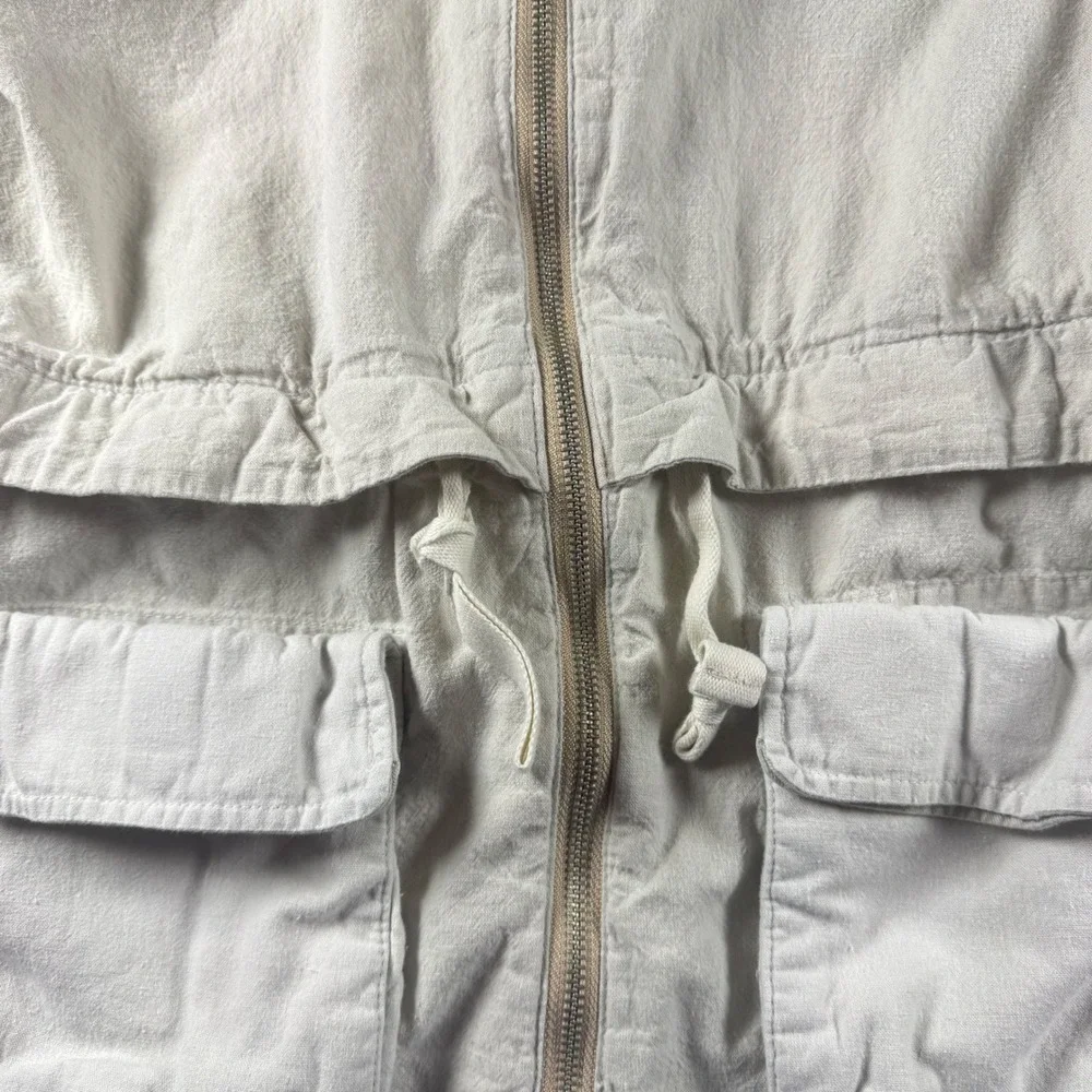 Abercrombie &‎ Fitch Womens XS Beige Utility Jacket Full Zip Drawstring Waist
